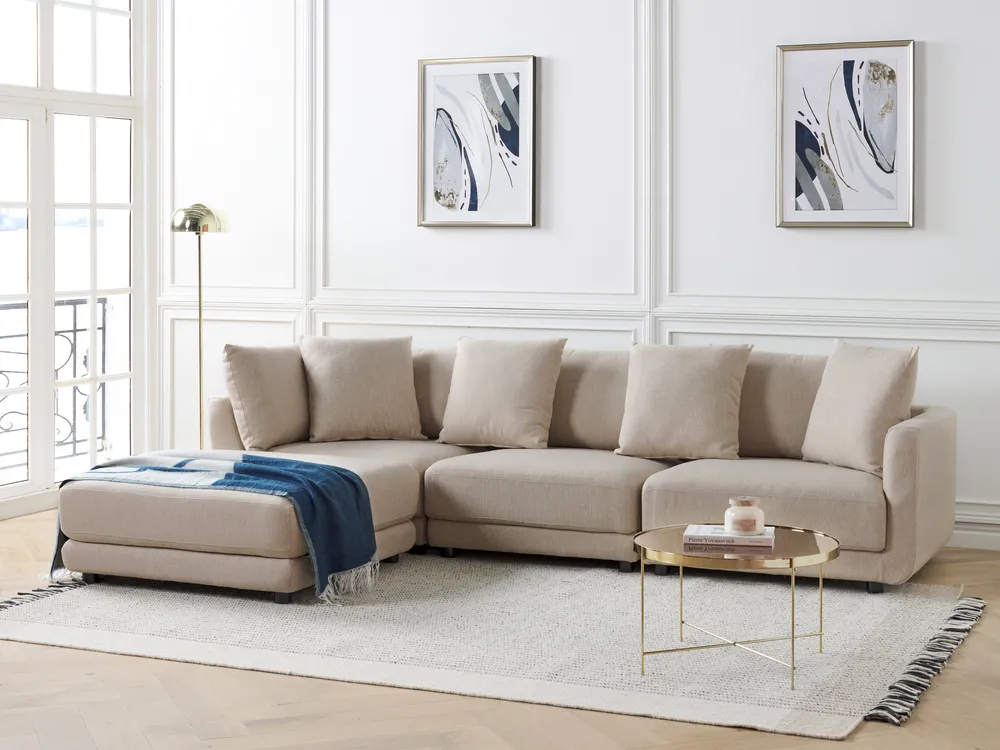 Sofa 3 Seater SIGTUNA with Ottoman Fabric Beige