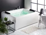 Kulmaporeamme LED-valolla SALAMANCA 183 x 142 cm Valkoinen_761825