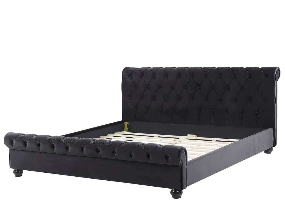 Bed Velvet AVALLON 180 x 200 cm (EU Super King) Black_694675