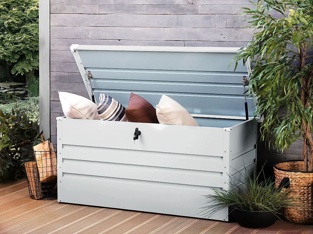 Storage Box CEBROSA 132 cm 62 cm Metal Light Grey_1171029