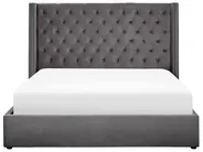 Ottoman Bed LUBBON Velvet Grey 180 x 200 cm (EU Super King)_766788