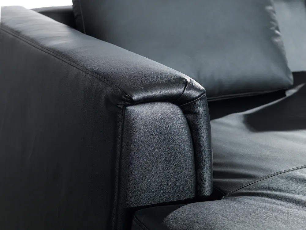 Corner Sofa 4 Seater OSLO with Ottoman Leather Black Right Hand_285395