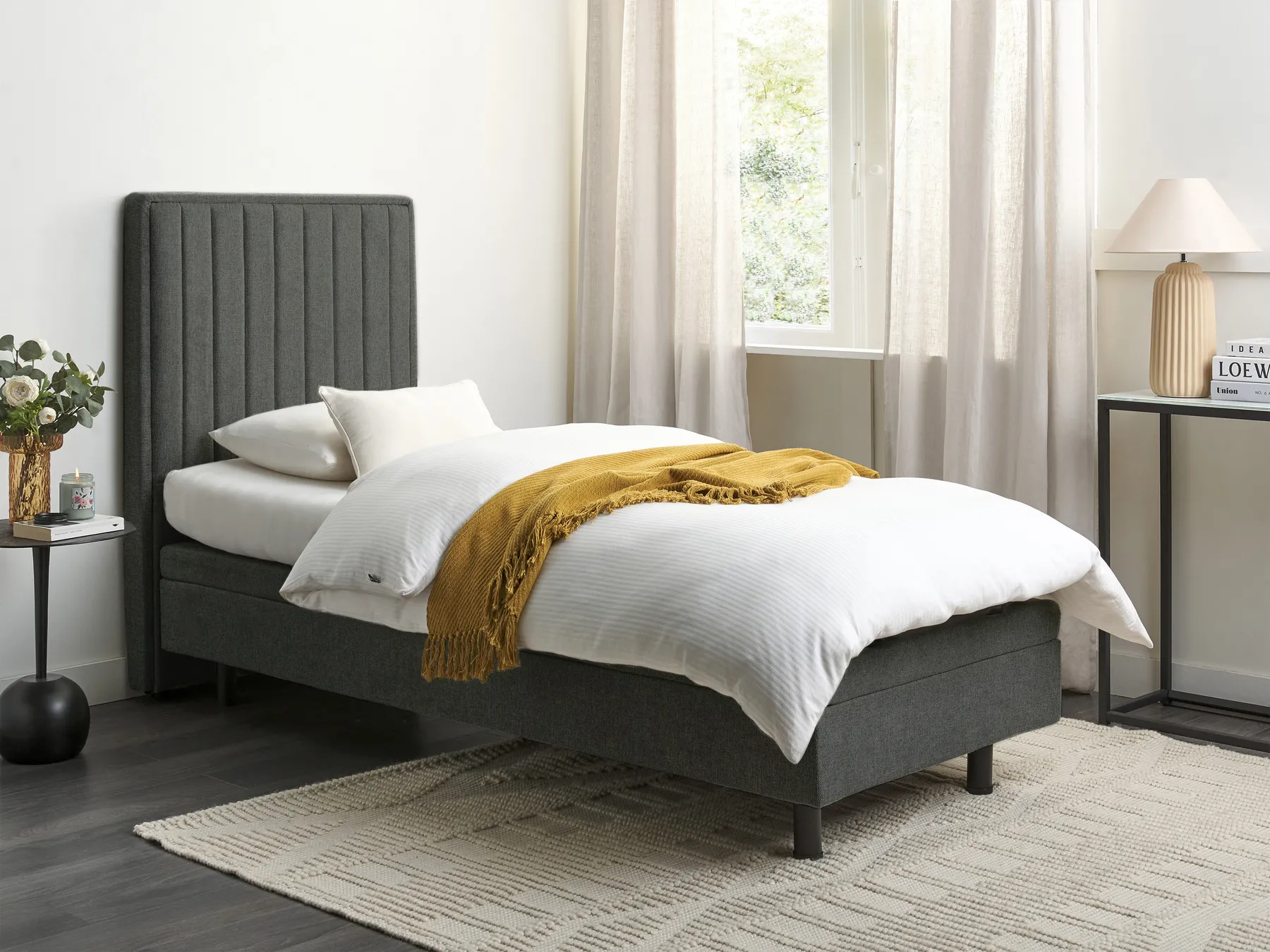 Adjustable Bed Fabric DUKE II 80 x 200 cm (EU Small Single) Dark Grey_987326