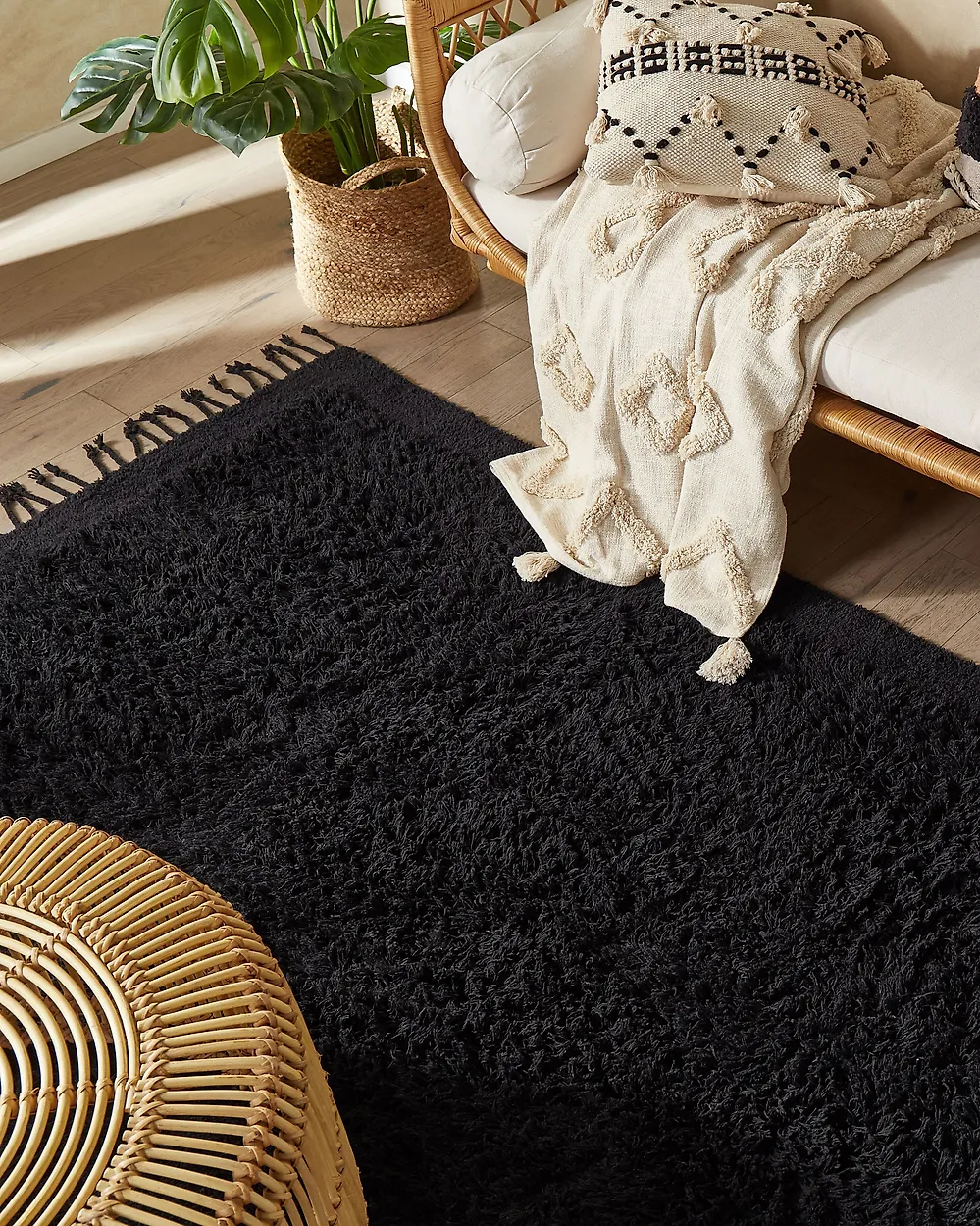 Rug BITLIS Black 140 x 200 cm Cotton_1179075