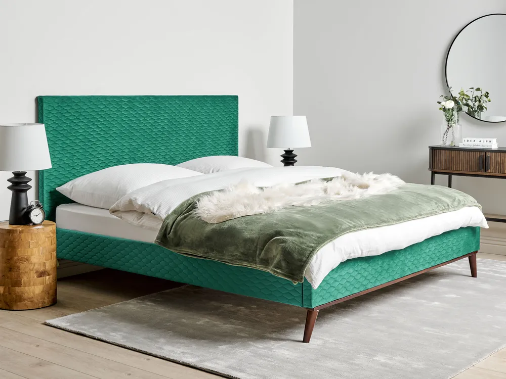 Bed Velvet BAYONNE 180 x 200 cm (EU Super King) Green