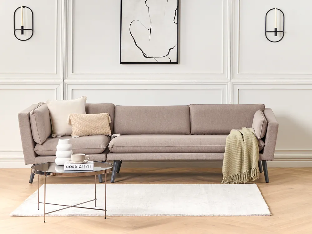 Garden Sofa 3 Seater LORETELLO Beige Left Hand_872321