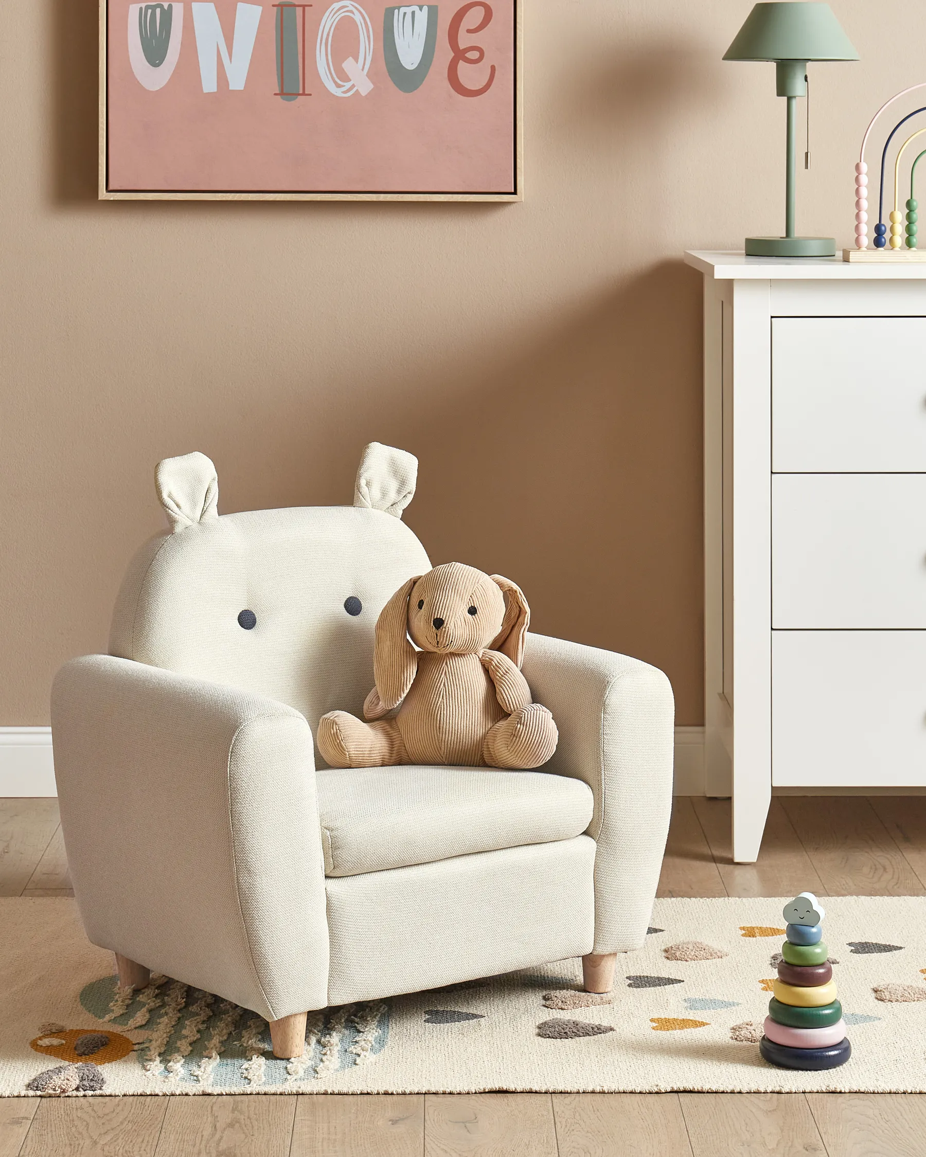 Kids Armchair Hippo MARIBO Fabric Off-White_1033281