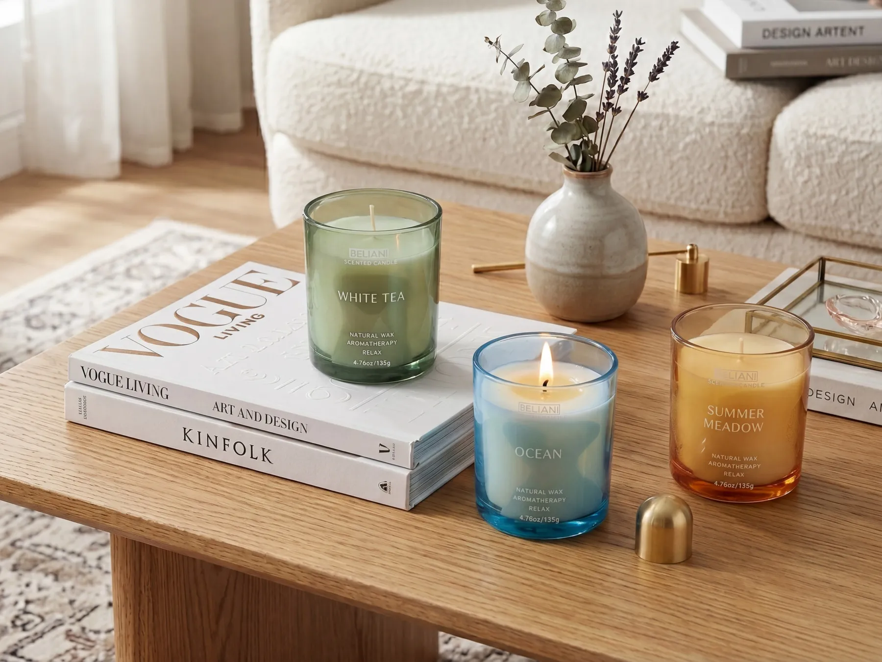 Set of 3 Scented Candles SHEER JOY Soy Wax Fresh Notes_874583