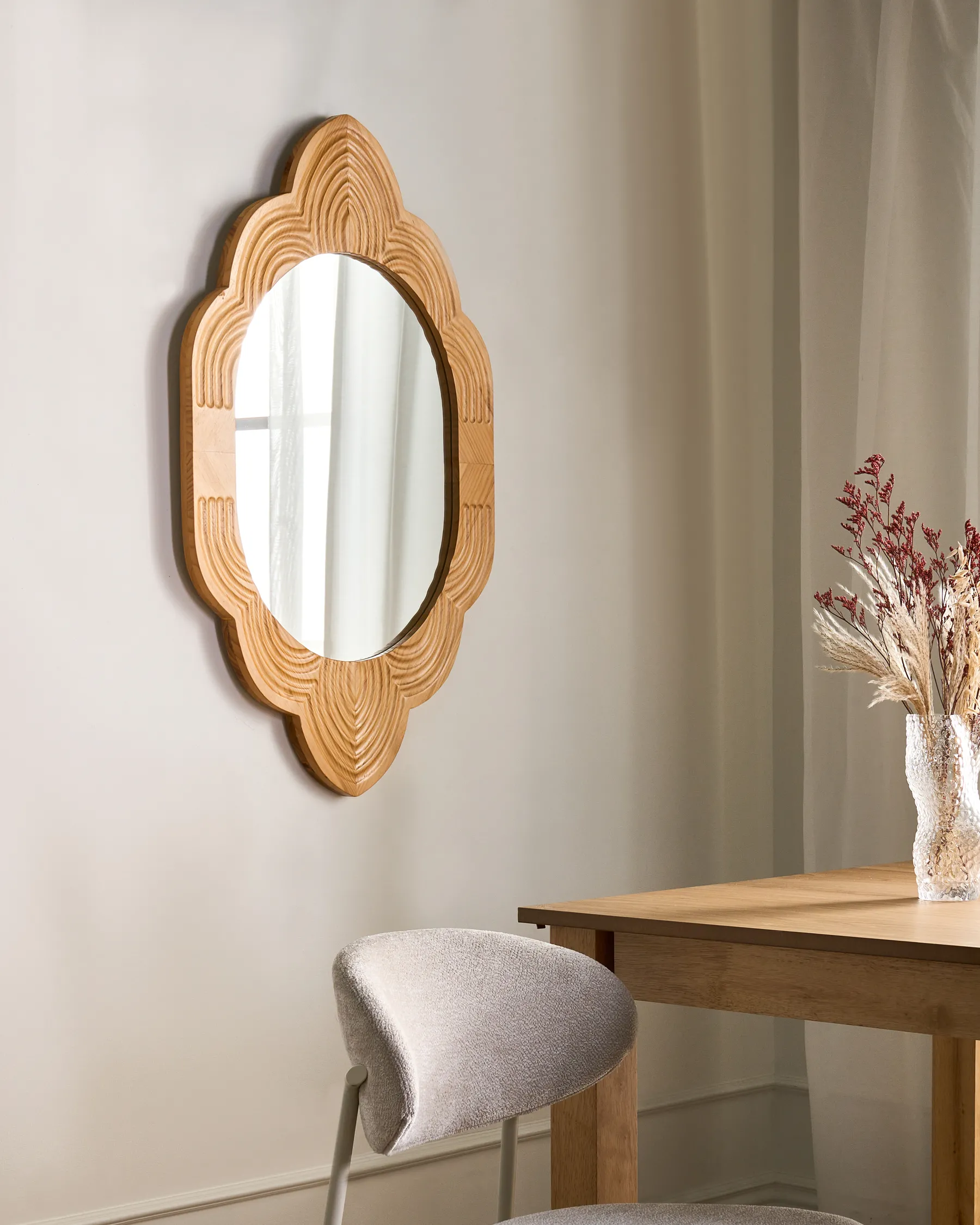 Wall Mirror FRESVILLE 62 cm 100 cm Pine Wood Light Brown_997718