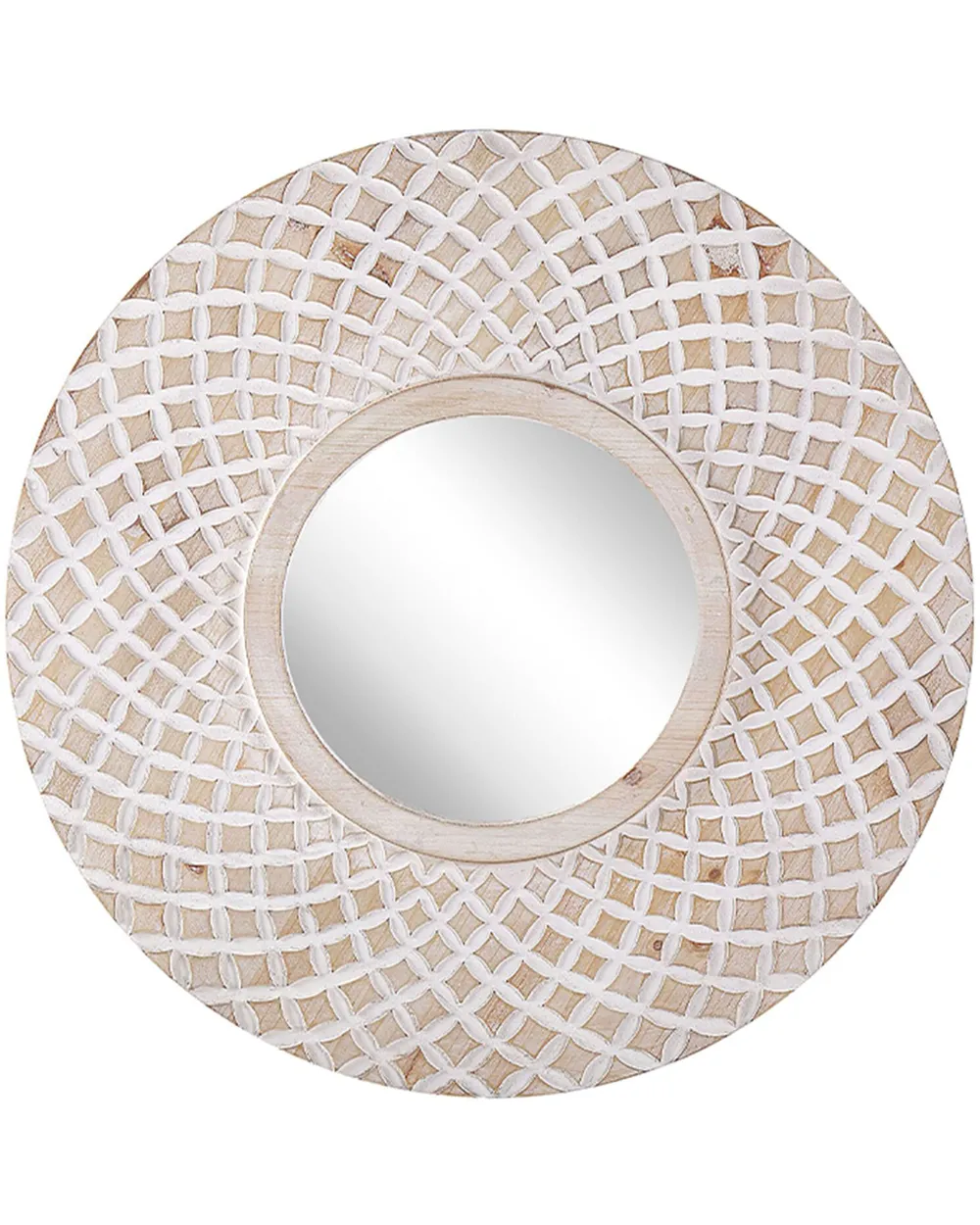 Wall Mirror POMARO 60 cm 60 cm Fir Wood Light Brown