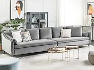 Soffa 4-sits AURE Sammet Ljusgrå_1185832