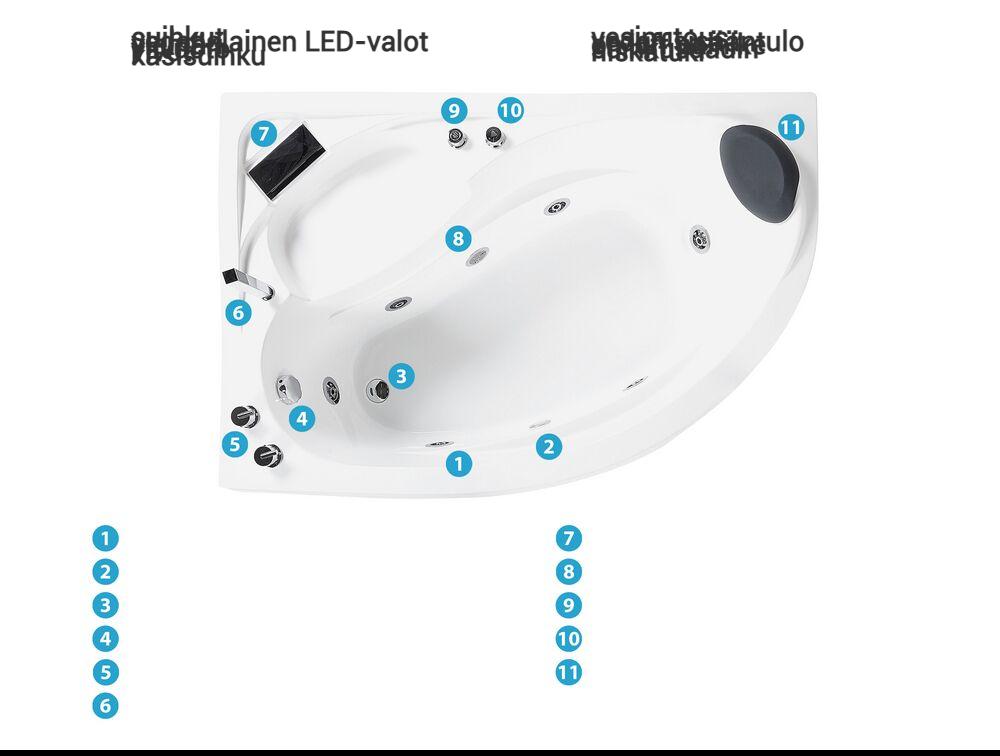 Kulmaporeamme LED-valolla NEIVA 150 x 100 cm Valkoinen Oikea_796693