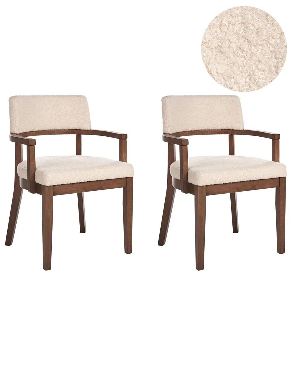 Set of 2 Dining Chairs DALBO Boucle Brown/ Light Beige