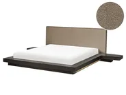 Bed with LED Boucle ZEN 160 x 200 cm (EU King Size) Dark Ash Wood_1080160
