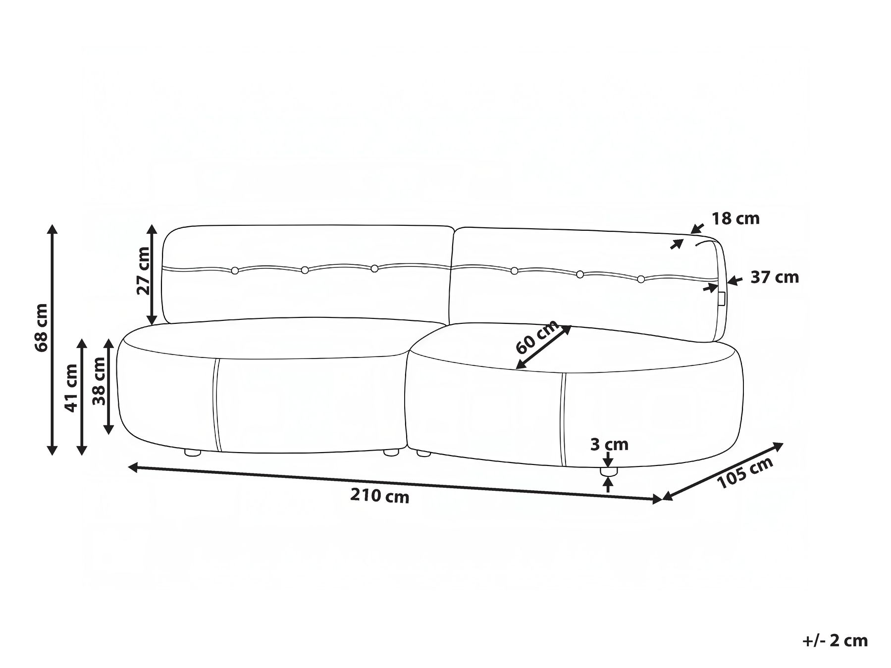 Sofa 3 Seater LAERDAL Boucle Off-White_1062097