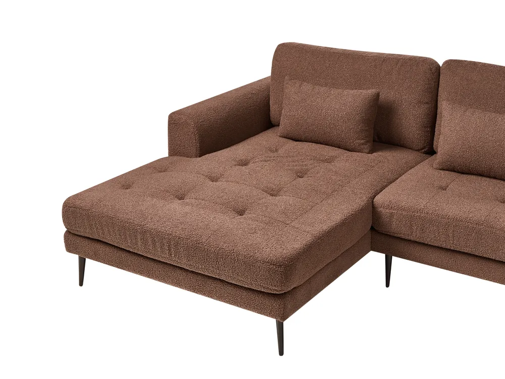 Corner Sofa 3 Seater FLAM Boucle Brown Right Hand_1034027