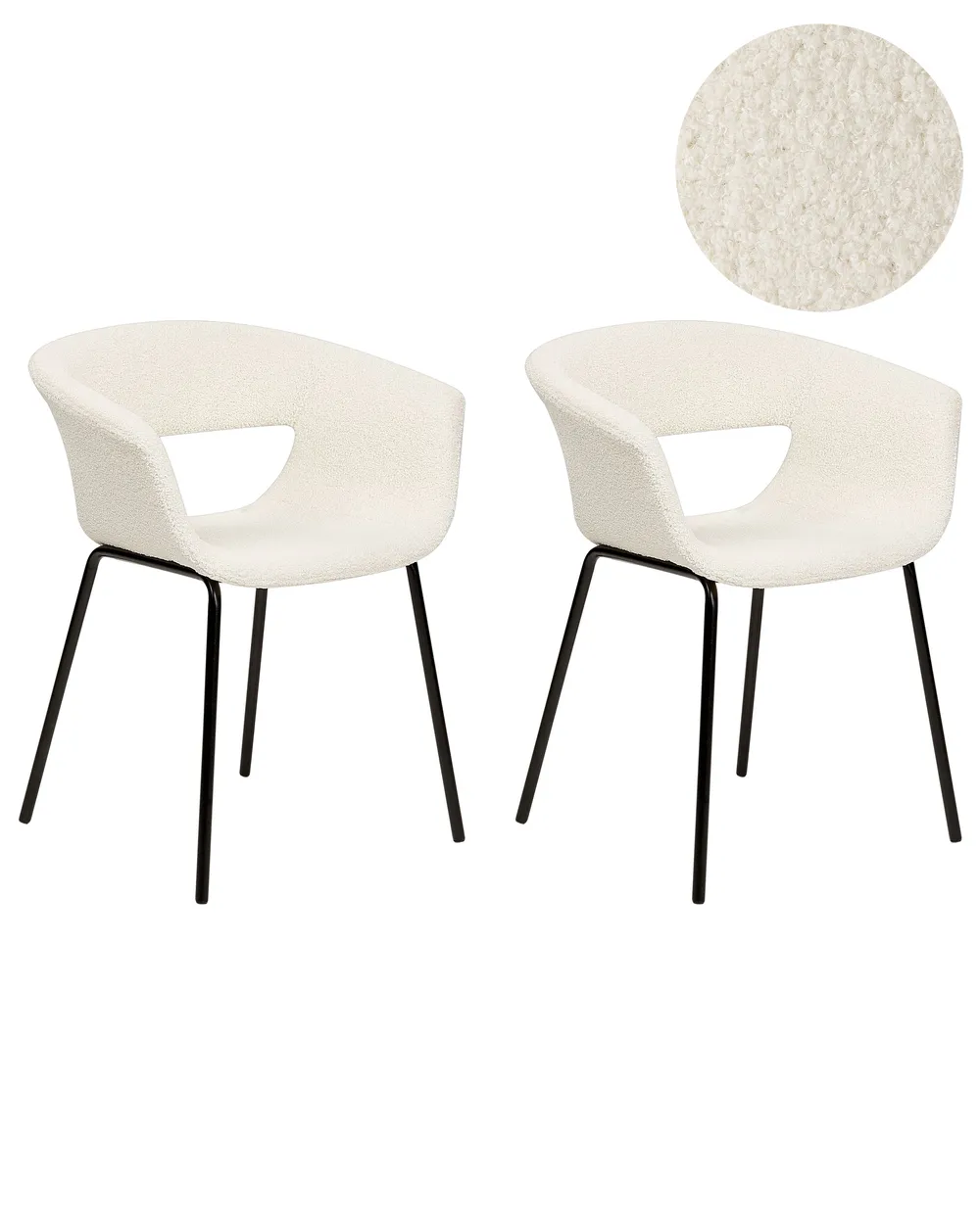 Set of 2 Dining Chairs ELMA Boucle Off-White