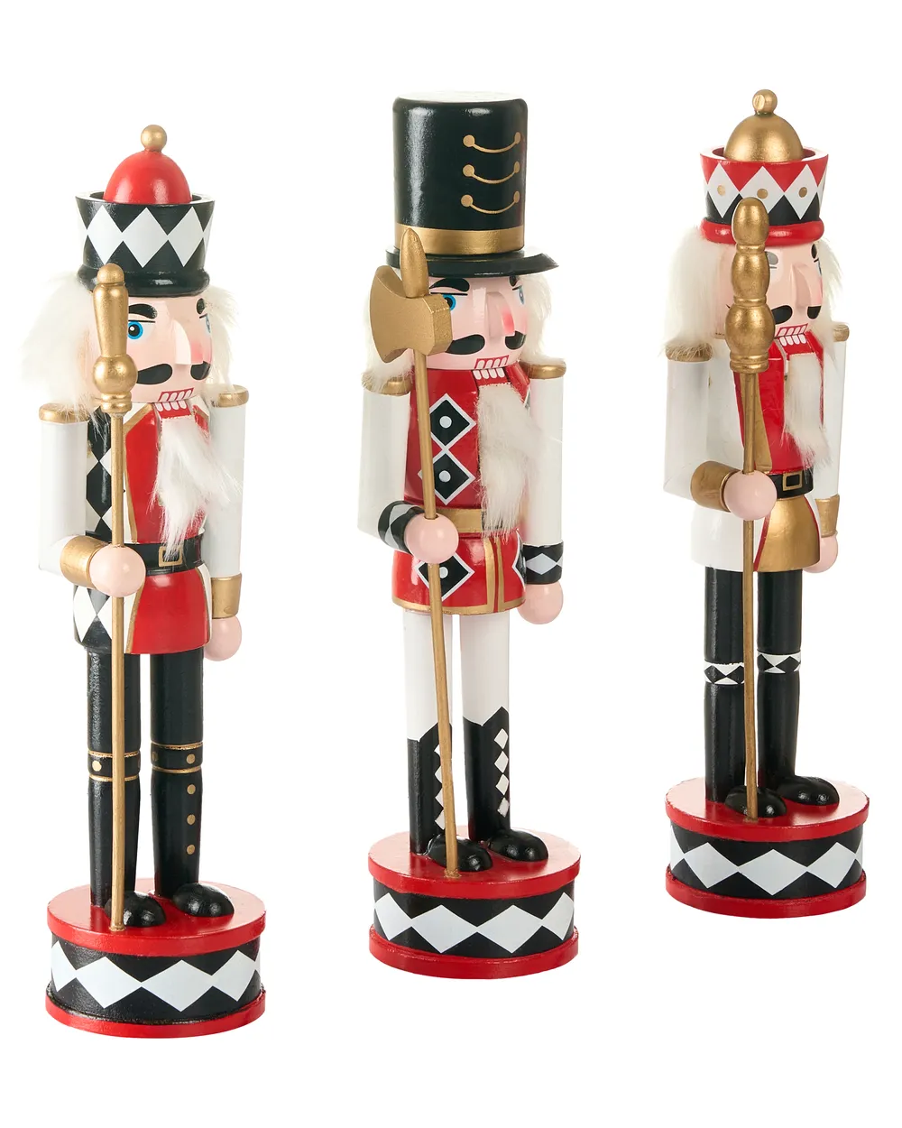 Set of 3 Figurines RICKLEAN 30 cm Nutcracker Red/ White