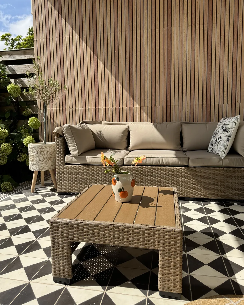 Garden Lounge Set with Table 5 Seater COCCOLIA Modular PE Rattan Beige_1031090