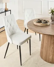 Set of 2 Dining Chairs AVENIR Velvet Off-White_995793