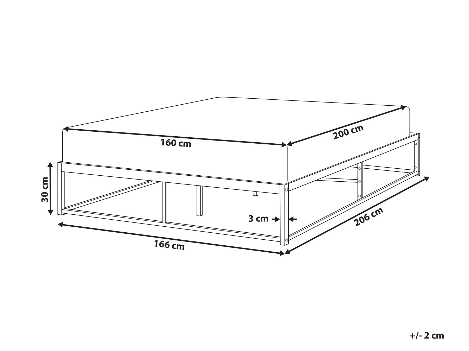 Bed without Headboard Metal VIRY 160 x 200 cm (EU King Size) Light Beige_1073046