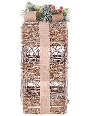 Joulukoristesetti 3 kpl LED-valo NAKILLA 64/54/42 cm Joululahja Ruskea_1179708