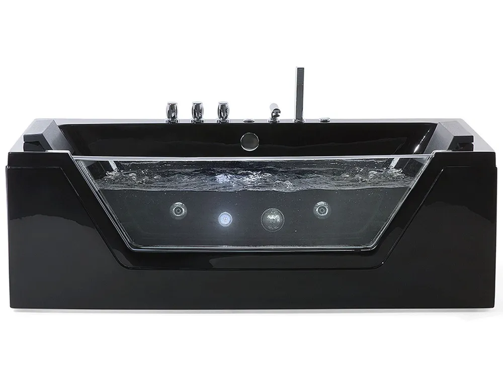 Corner Hot Tub with LED SAMANA 1740 x 790 mm Black