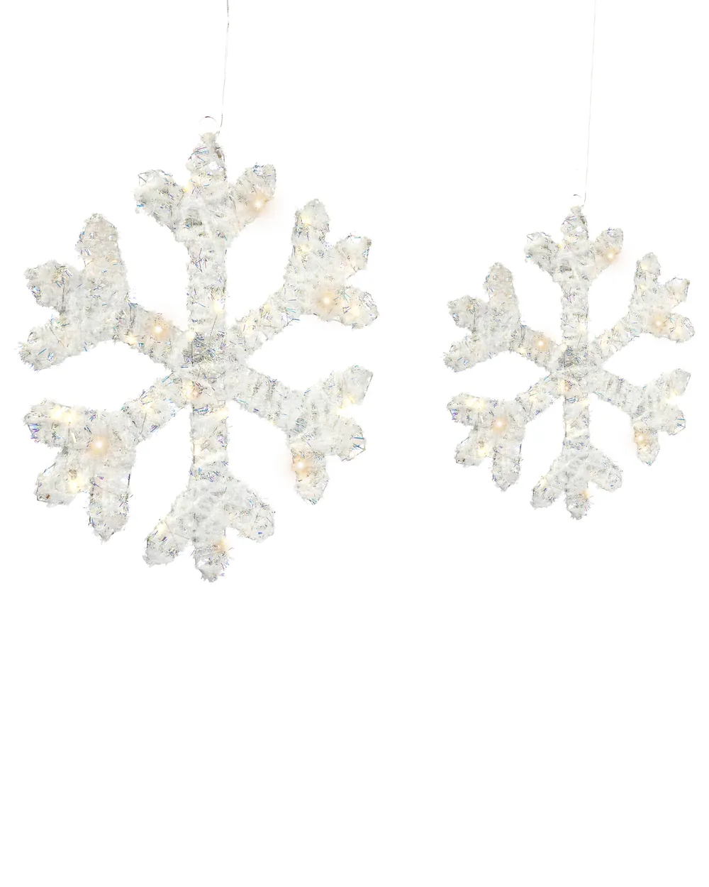 Set of 2 Christmas Decorations LED GURRE 40/50 cm Snowflake White