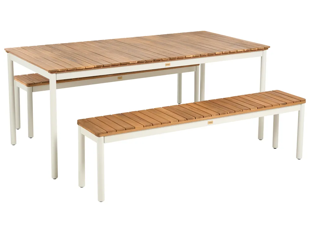 Garden Dining Set with Benches 6 Seater CORRICELLA Acacia Wood Brown