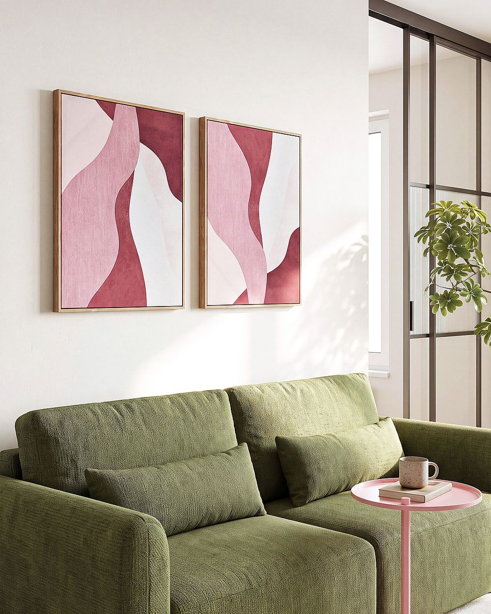 Set of 2 Canvases GOWRAN Abstract Motif Pink