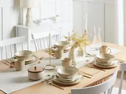 Set of 12 Dinnerware HOPS Stoneware Light Beige_956523