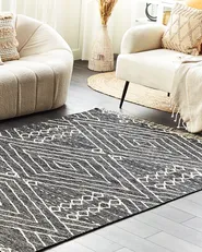 Rug KHENIFRA Black 140 x 200 cm Cotton_831112