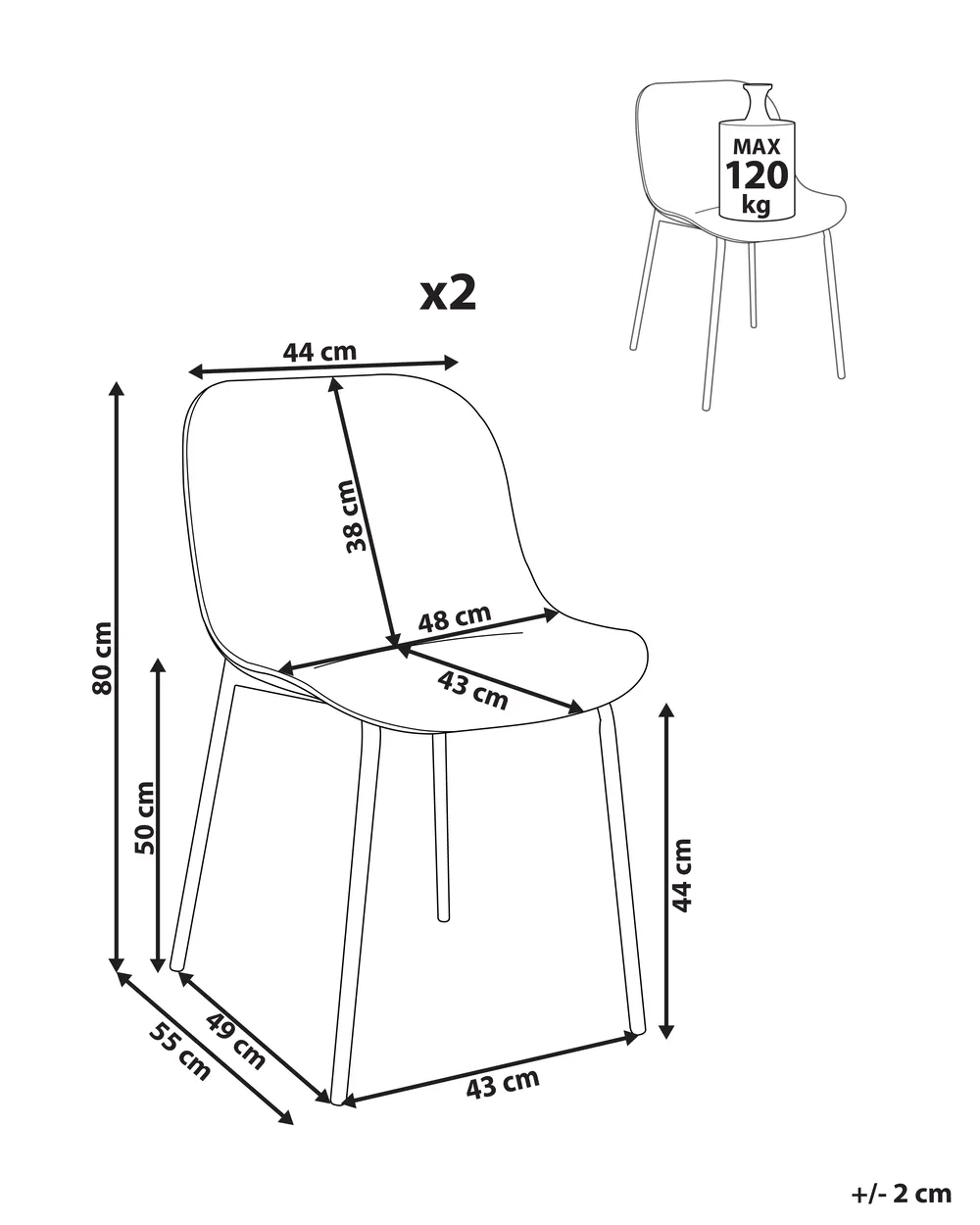 Set of 2 Dining Chairs BELOIT Light Beige_942432