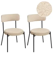 Set of 2 Dining Chairs ALLISON Boucle Light Beige_929044
