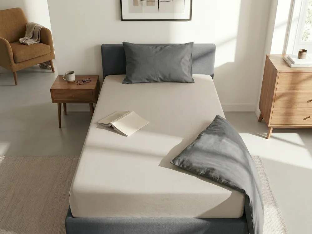 Fitted Sheet JANBU 90 x 200 cm Cotton Taupe