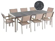 Trädgårdsmatgrupp 8-sits GROSSETO Trippelplatta Granit Flammad Svart/ Beige_380169
