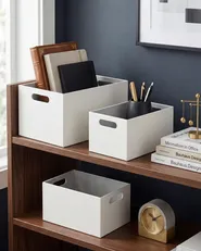 Set of 3 Boxes LARSA Faux Leather Beige_954311