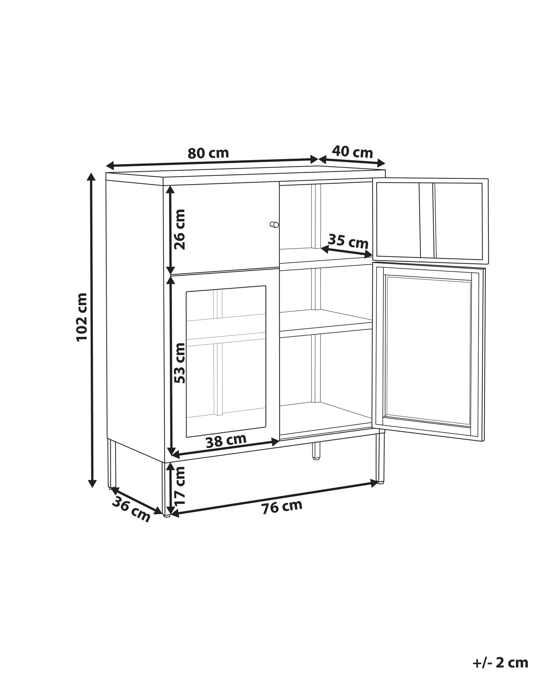 Glass Display Cabinet ESHOLT 80 cm Metal Light Beige_1043173