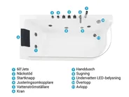 Hörnbubbelbadkar med LED ACUARIO 1700 x 800 mm Vit Högervänd_798412