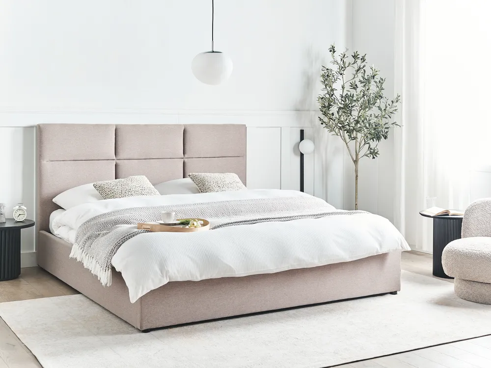 Ottoman Bed LAGORD Fabric Taupe 180 x 200 cm (EU Super King)
