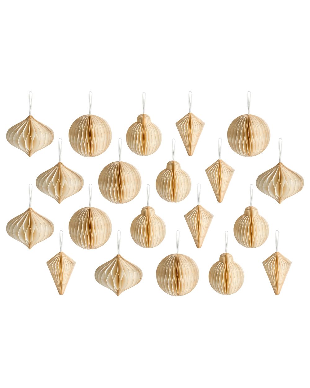 Sett med 20 juletrepynt JOLSTRA Papir Beige