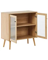 Glass Display Sideboard ALBANY 80 cm Light Brown_963431