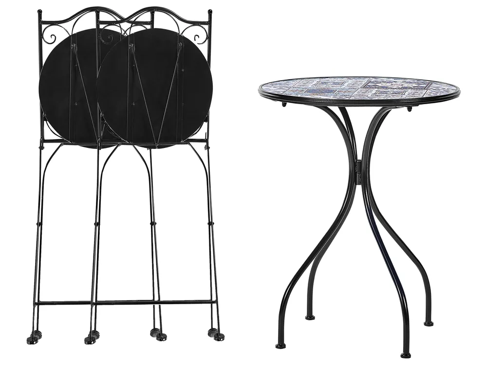 Bistro Set Folding CIVITA Metal Black_922452