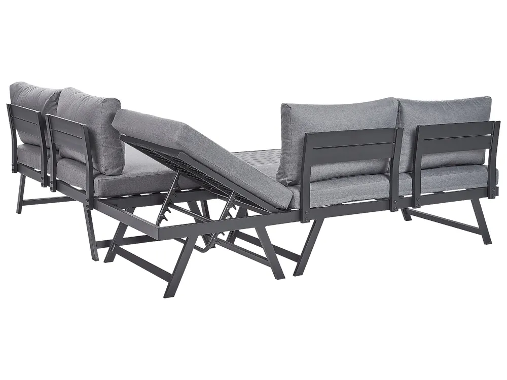 Garden Corner Sofa with Table 5 Seater COCCORINO Metal Grey_853533