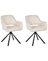 Set of 2 Dining Chairs Swivel LOURES Fabric Light Beige
