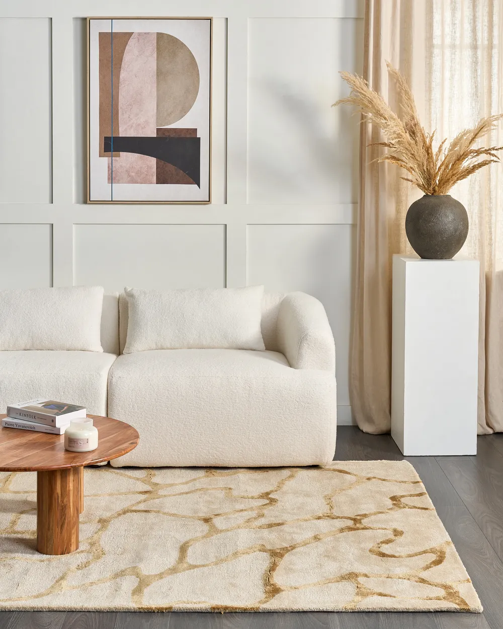 Rug MAKOLA Beige 160 x 230 cm Viscose