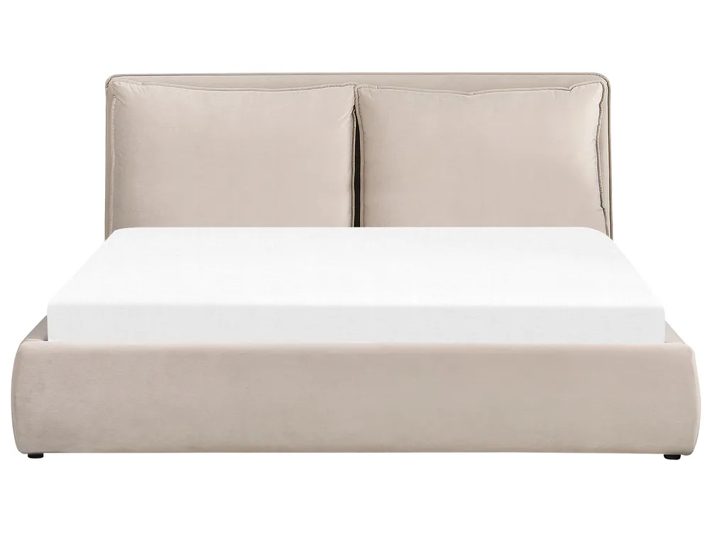 Ottoman Bed BAJONNA Velvet Beige 180 x 200 cm (EU Super King)_871327
