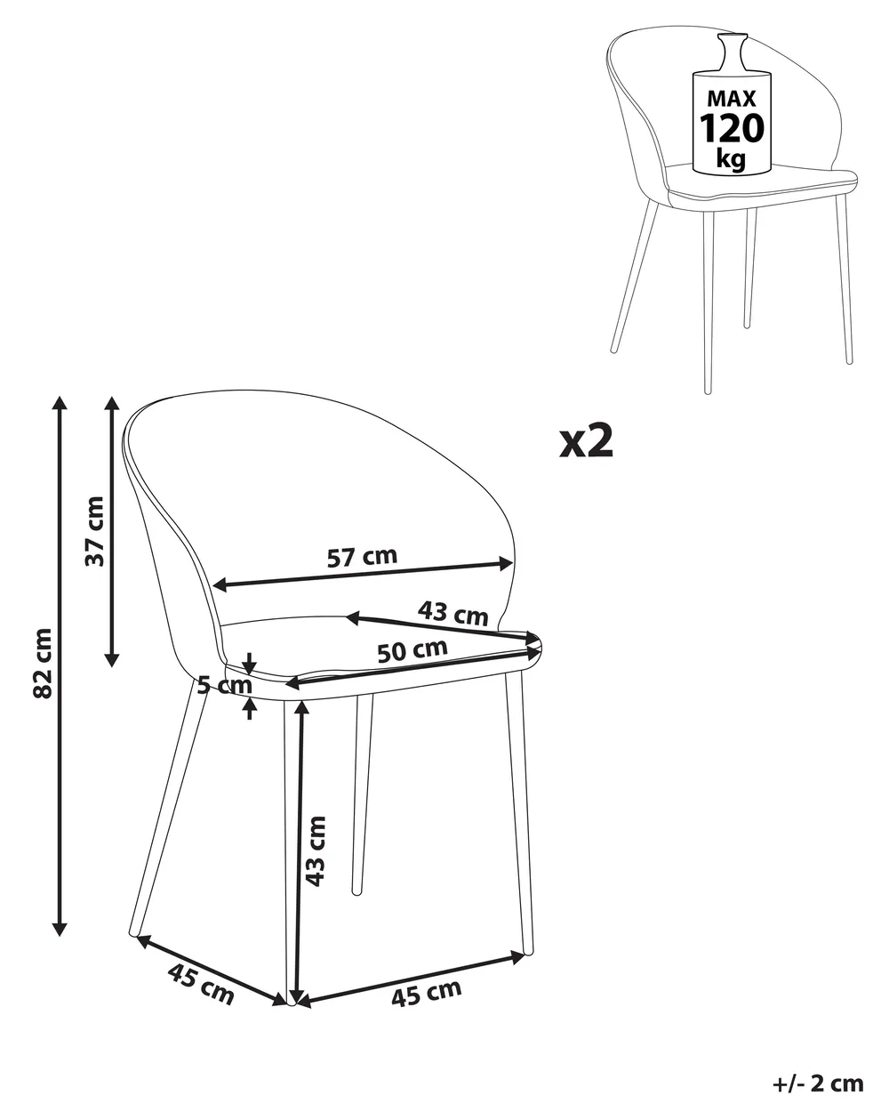 Set of 2 Dining Chairs MASON Light Beige_883558