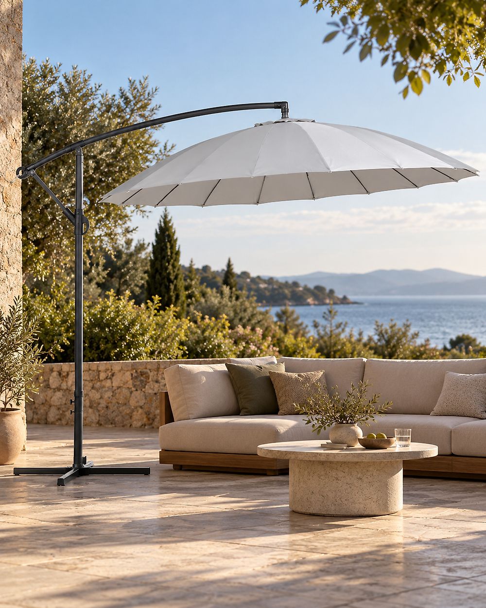 Cantilever Parasol 268 cm CALABRIA II Light Grey