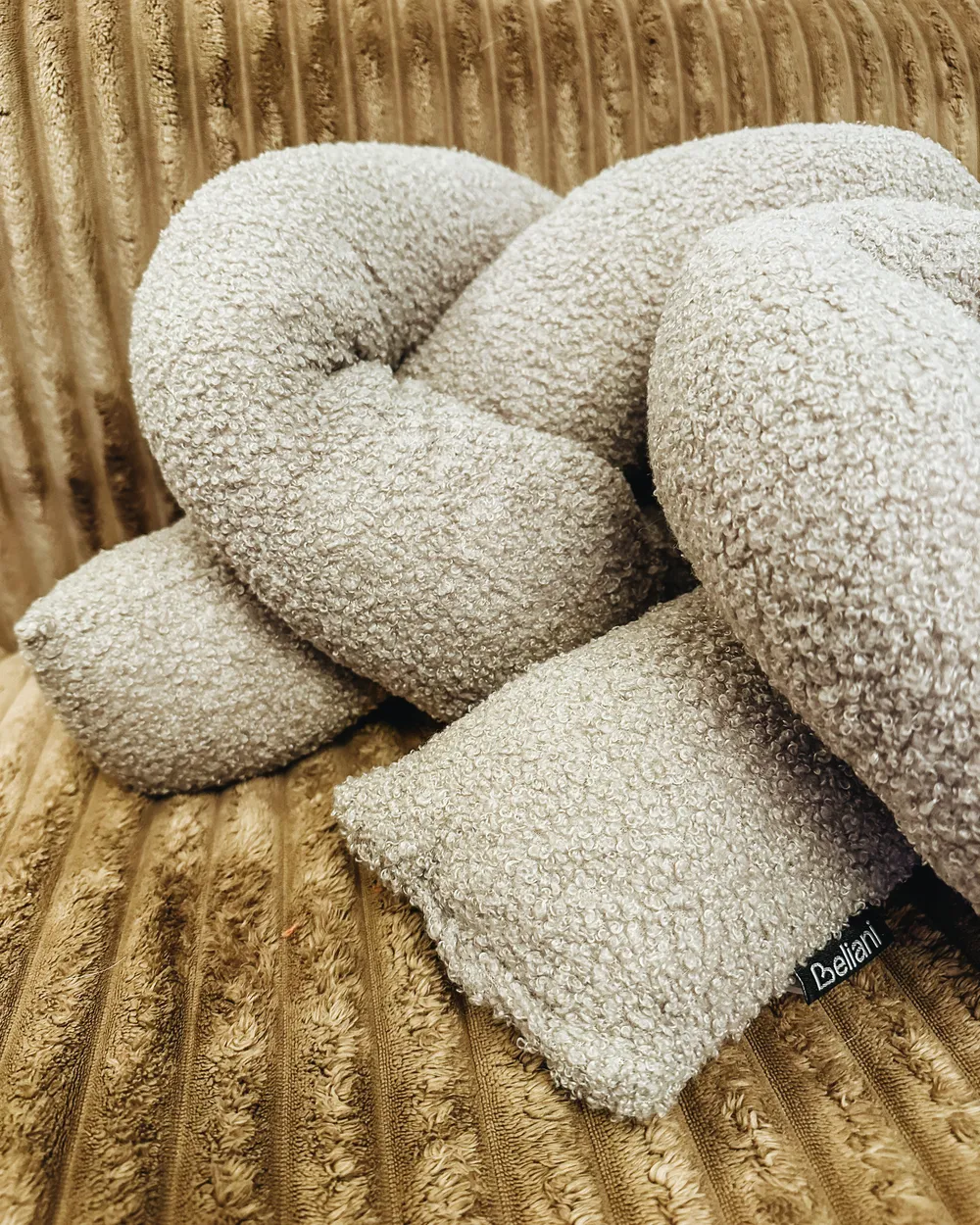 Set of 2 Decorative Cushions GLADIOLUS 172 x 14 cm Boucle Grey Solid_1050443